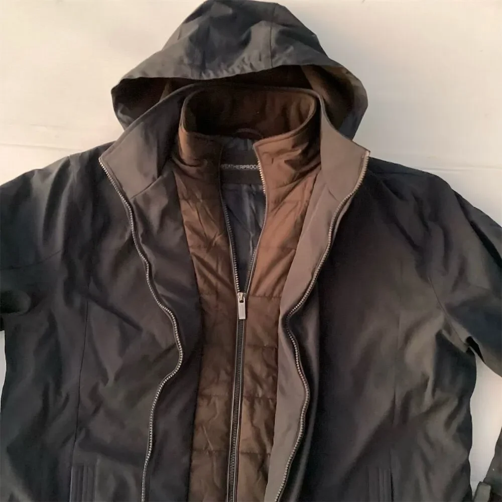 Weatherproof Men's Hooded Windbreaker Jacket Black XL Winter Casual‎